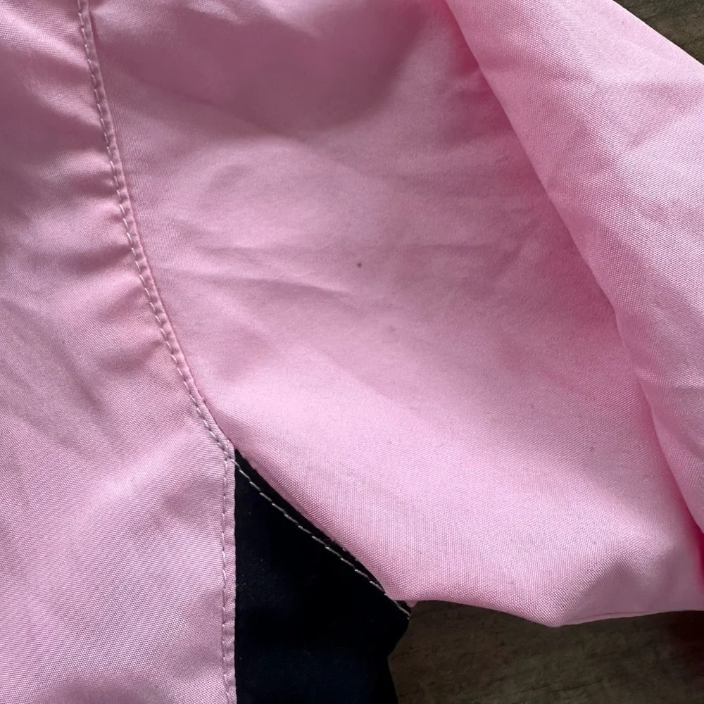 Nike baby girls light weight wind breaker coat with hood light pink and black